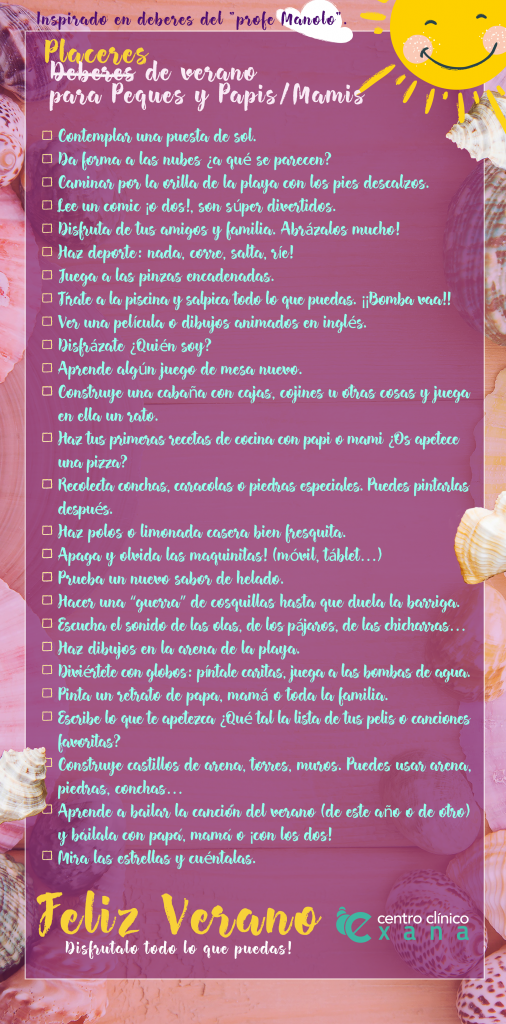 Deberes de verano para Peques y Papis/Mamis